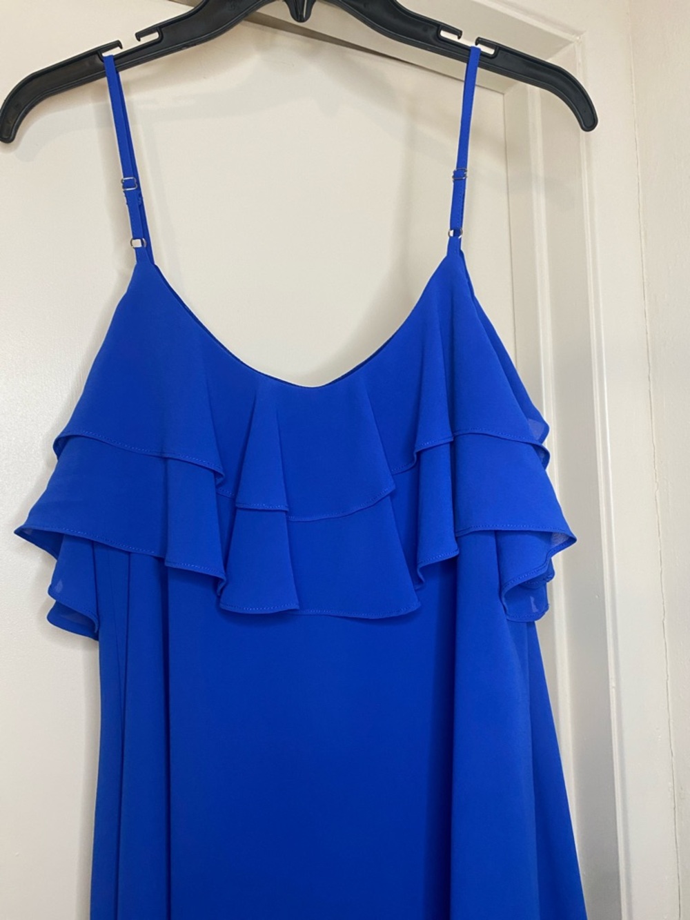 Lulu's Cobalt Blue Ruffle Cold-Shoulder Mini Dress - Picture 7 of 8